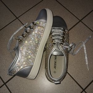 Silver Rhinestone Covered Sneakers